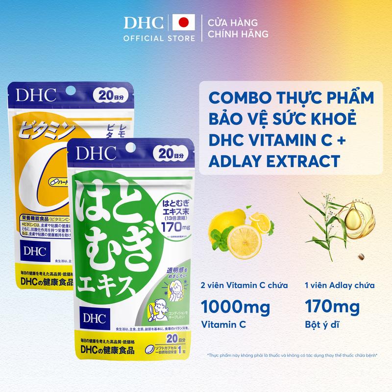  Combo TPBVSK DHC ADLAY EXTRACT + VITAMIN C HARD CAPSULE dạng viên uống hỗ trợ bổ sung Adlay Ý Dĩ & Vitamin C - DHC Nhật Bản chính hãng - Combo 20 Ngày và 60 Ngày 