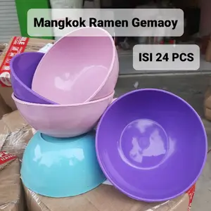 Paket Hemat 24 Pcs Mangkok Plastik ramen gemoy Murah Tebal Diameter 15,5 Cm Tinggi 6,3 Cm Warna Soft Mangkuk gemoy