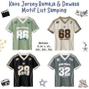 Kaos Remaja dan Dewasa Motif Jersey List Samping Baru