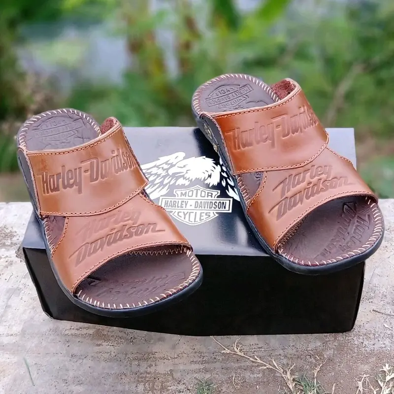 Sandal Kulit Sapi Harley Davidson Sandal Pria Murah dan Kuat 2