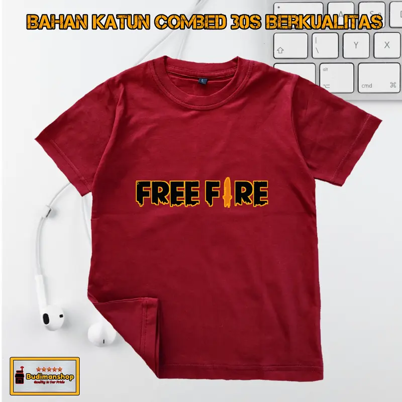Fashion Kaos Anak Game Free Fire Simple Keren Katun Combed 30s Asli 3