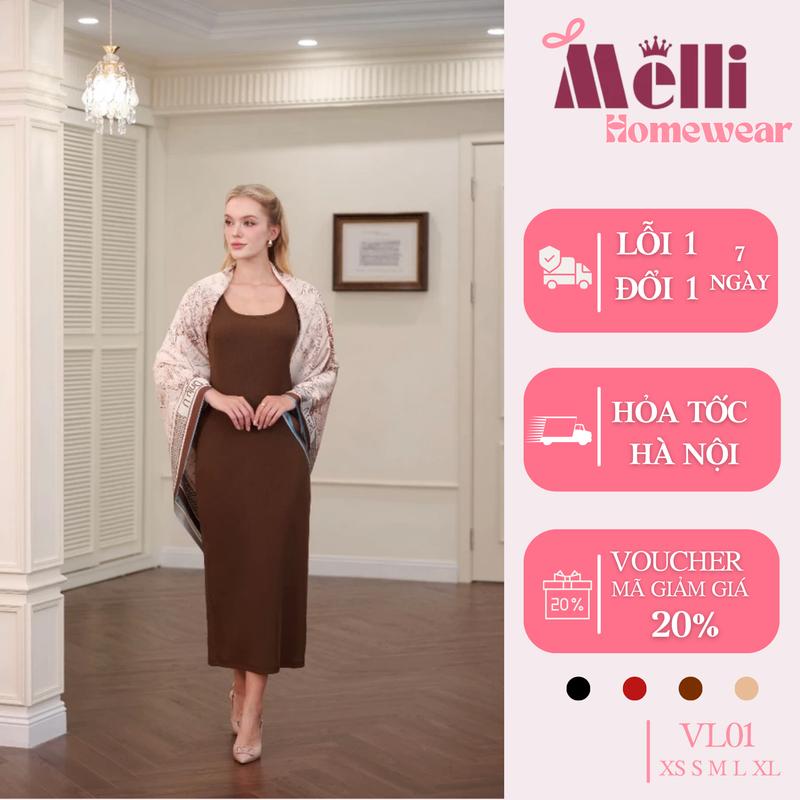 VL01 Váy 2 dây Body Dáng Dài Bản To Len Tăm Hàn Quốc Cao Cấp Co Giãn – Váy Ôm Body Quyến Rũ Không Nhăn