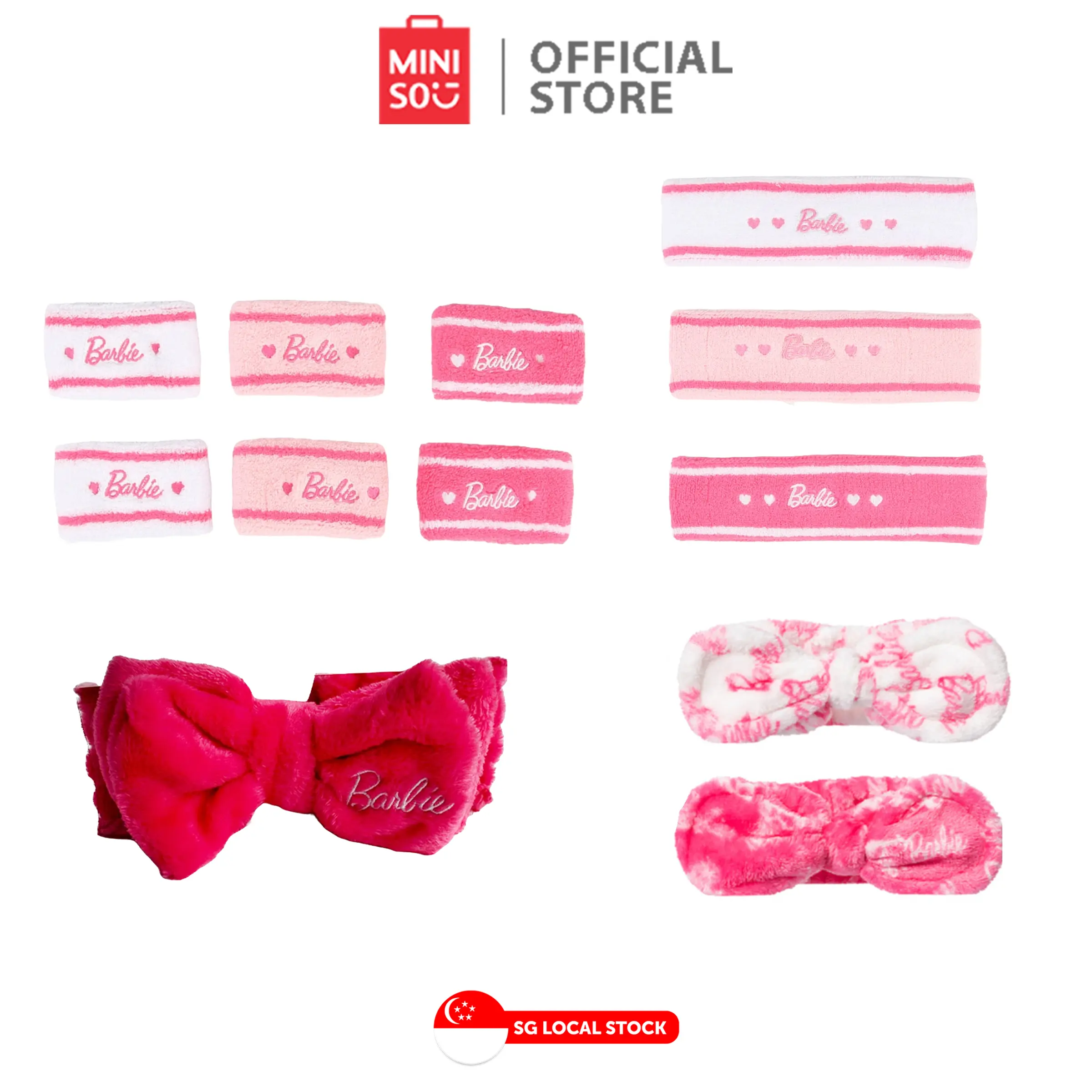 MINISO Barbie Collection (Bowknot Headband/ Letter Printed Headband Assorted/ Sweat-Absorbing Headband Assorted/ Sweat-Absorbing Wrist Band Assorted)