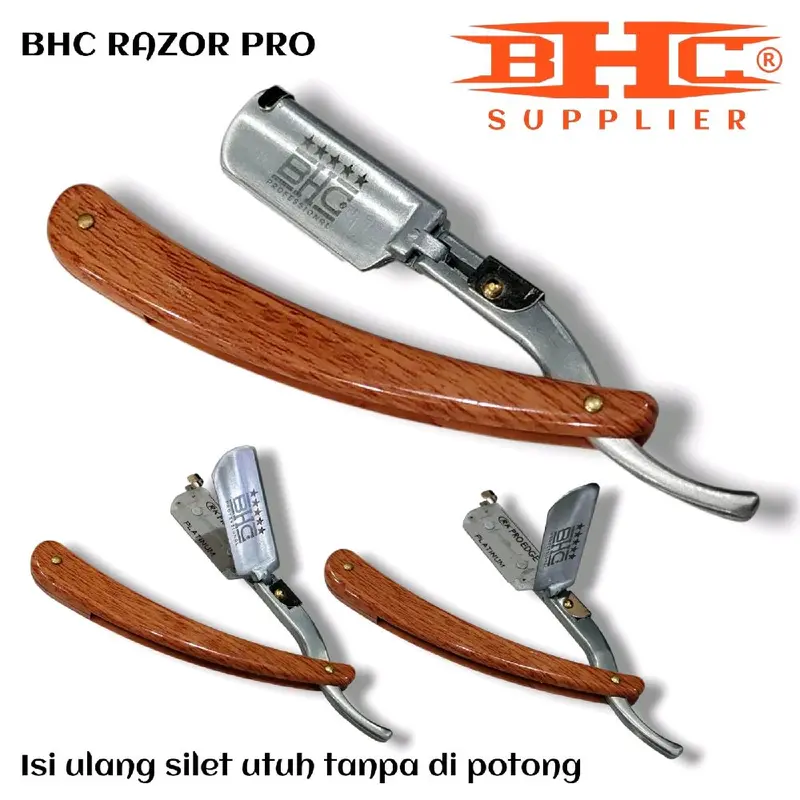 RAZOR BHC Gagang Pisau cukur lipat isi ulang silet alat potong rambut razor manual  kerok kerik jenggot kumis Brewok 2