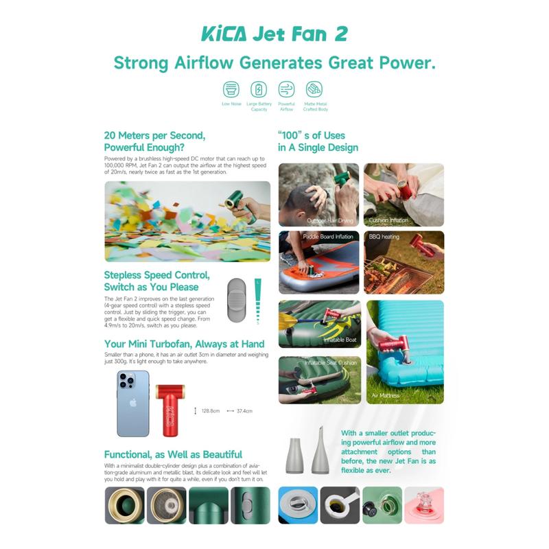 KiCA JetFan 2 Turbo Fan Mini Portable Super Strong Wind Air Blower Kipas Debu 6