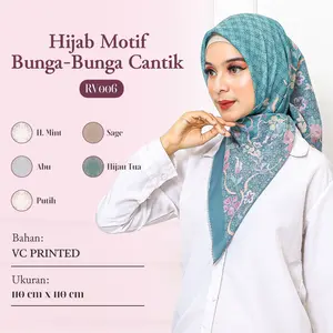 HIJAB SEGI EMPAT MOTIF FLORAL VINTAGE KLASIK DAN ANGGUN - RV006-RV014