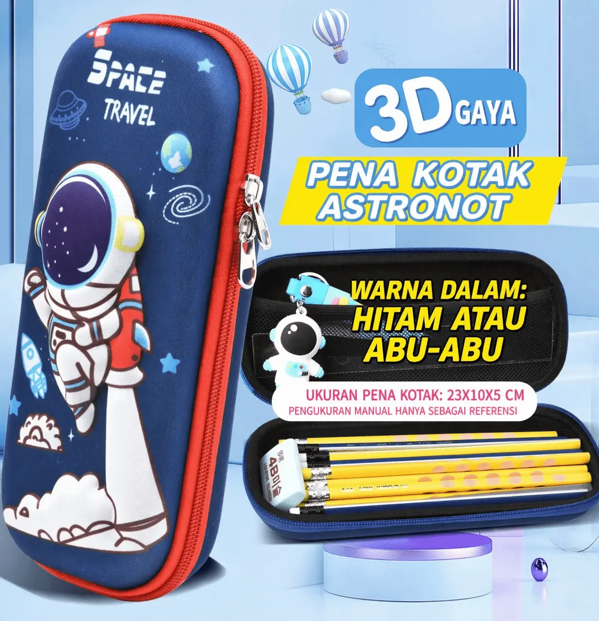 Tempat Pensil 3D Anak Kartun karakter Stationery Kotak Pensil Alat Tulis Perlengkapan Sekolah Anti Pecah bahan EVA