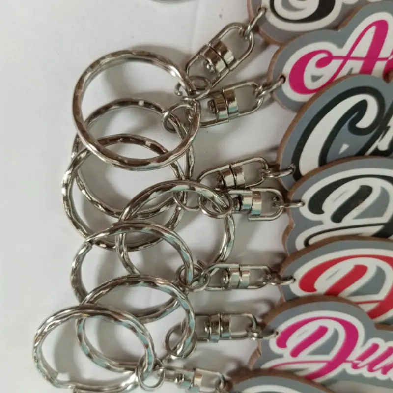 Gantungan Kunci Custom Nama Chains - Pilihan Warna Kayu MDF 1sisi 0