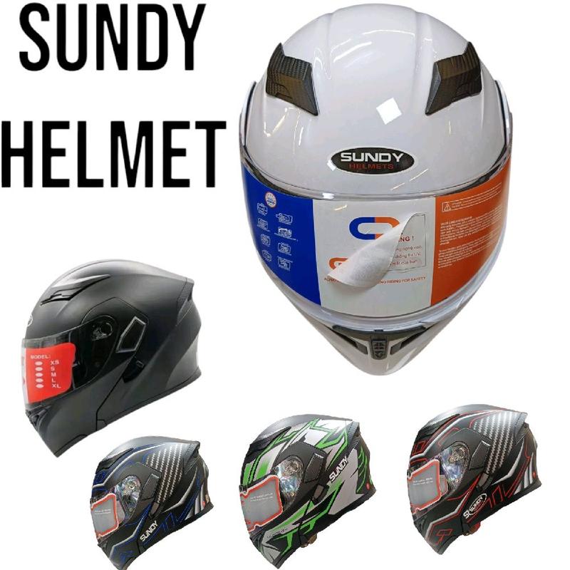 Mũ bảo hiểm full face 2 kính lật hàm Sundy Helmet - Trọng lượng 1.5 kg-Nhựa ABS chắc chắn, Lớp xốp dầy cứng tiêu chuẩn mũ  bảo có cằm nam
