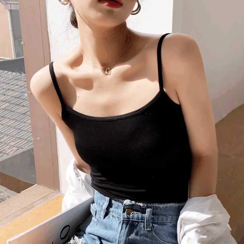 Black and white modal base small suspender vest for women with beautiful backs, summer sexy and fashionable design, women's new solid color, versatile