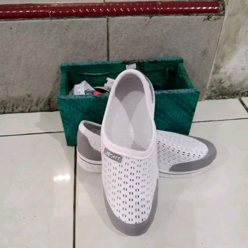 Sepatu ATT MFS 160, sepatu Karet Wanita, sepatu jaring, putih kombinasi 6