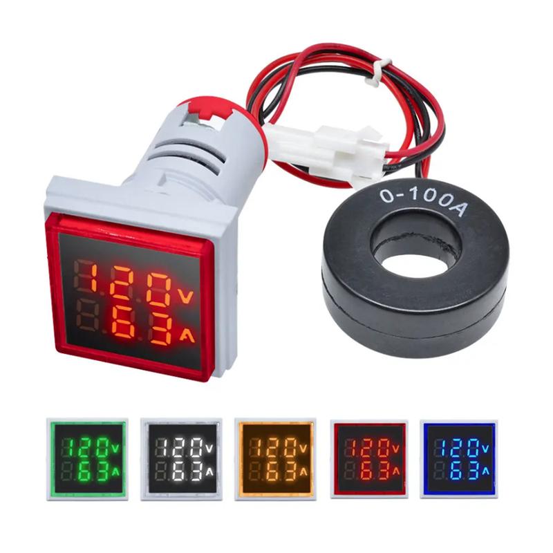 AC 50-380V 0-100A Square LED Digital Voltmeter Ammeter 110V 220V - Shop ...