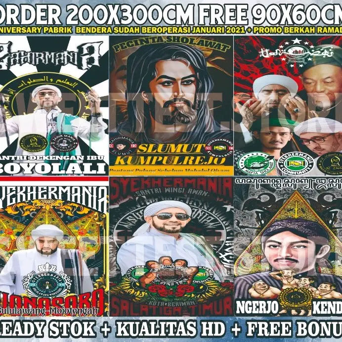 BENDERA GUS IQDAM 200X300 1 HARI JADI TANPA PREE ORDER BONUS STIKER BAHAN RINGAN AWET TIDAK LUNTUR 1
