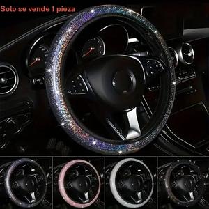 Funda para volante de coche de 15 pulgadas con lentejuelas brillantes, protector de volante, accesorios universales de decoración interior para coche para mujeres
