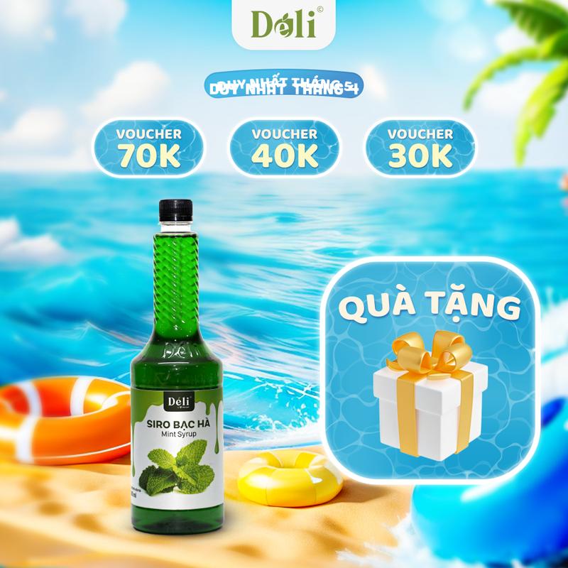 Siro Bạc Hà Déli - 1 lít - đậm đặc, thơm ngon chuyên dùng pha chế trà trái cây, soda 0