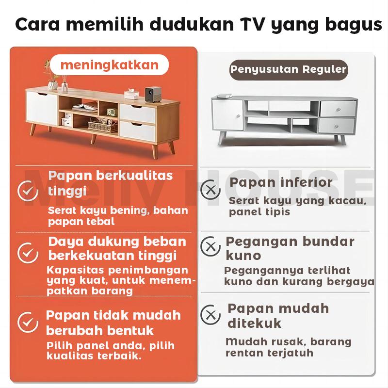 DF-3-Meja TV/Rak TV/Lemari TV/Minimalis/Aesthetic Modern Minimalis Gaya Nordic Kayu  Rak Elegan Hemat Ruang untuk Ruang Tamu Kamar Tidur Meja TV Sederhana Rak Film Cabinet TV UnitTV Cabinet Media Console dengan Laci dan Pintu Storage 【Garansi 5 Tahun】
