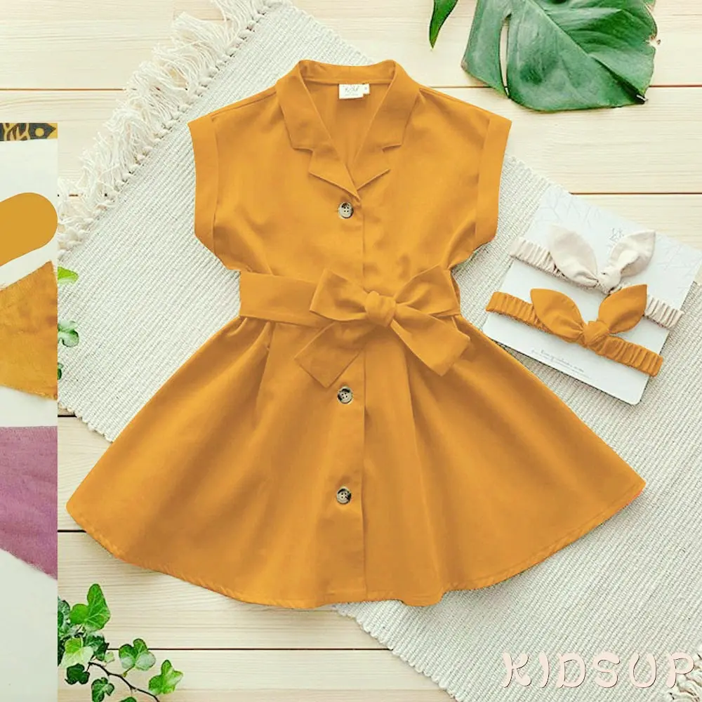Alona Dress Katun Anak Perempuan Bayi-5 Tahun Kancing Kupu-Kupu