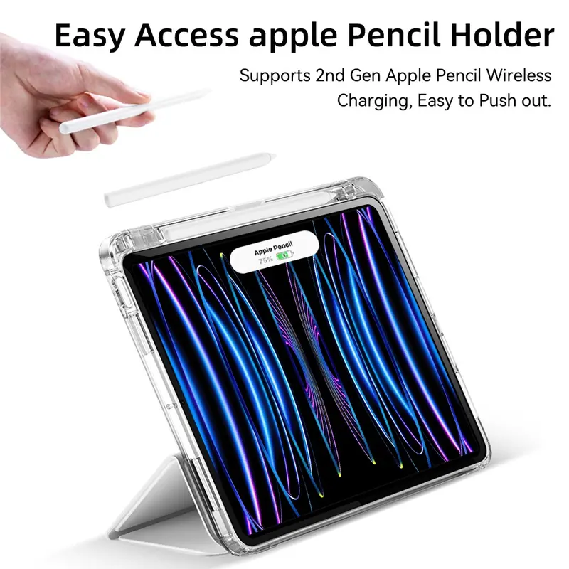 Case Acrylic Kompatibel Untuk I pad 7 8 9 10.2 Air 6 11/13 2024 Gen 10th Air 5 Air 4 air 10.9 Air 1/2 9.7" Pro 11 M1 M2 Mini 6 Pro 12.9 Transparent Akrilik New Version Smart Autolock with Pen Slot 4