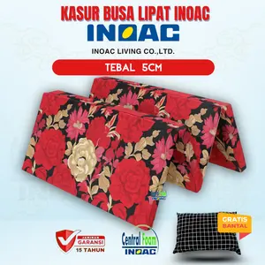 INOAC Kasur Lipat Tebal 5cm EON D23 Central Foam Busa Matras Garansi 10 Tahun Soft Medium Firm Nyaman Anti Alergi Anti Bakteri Anti Tungau Free Bantal Original