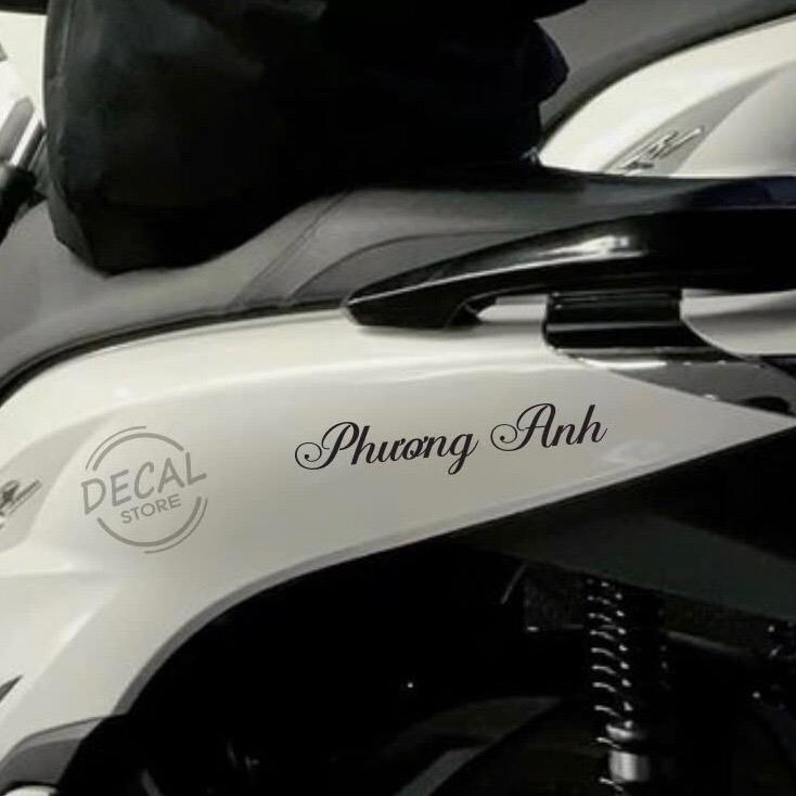 tem tên chữ dán xe theo yêu cầu nhắn tên cho shop khi đặt hàng