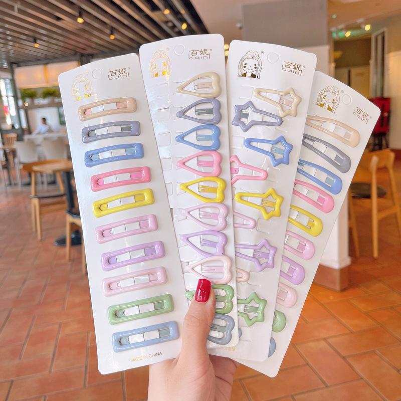 Kẹp Tóc Bé Gái, 10 Cái / Bộ, Thiết Kế Trái Tim Và Ngôi Sao Dễ Thương, Màu Pastel, Kẹp Tóc Công Chúa Bé Gái, Kẹp Bên, Phụ Kiện Tóc Trẻ Em, Mũ Cài Tóc Cho Bé Gái 1