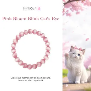 [BlinkCat Signature] Gelang Kristal Alami: Pink Bloom Blink Cat's Eye | Natural Crystal Bracelet