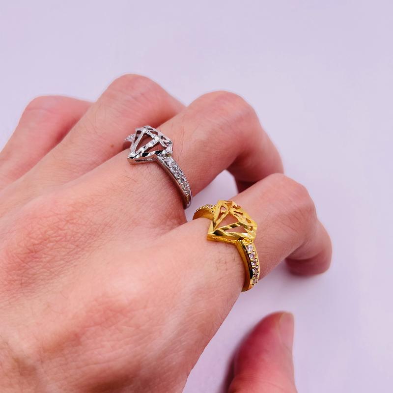 Nhẫn titan không phai không rỉ sét màu vàng và trắng mã 57 Nhẫn titan nữ bền màu trangsucmoiluatuoi.RIN