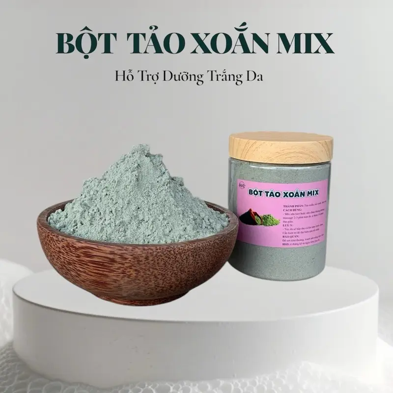 BỘT TẢO XOẮN MIX HỖ TRỢ Ủ TRẮNG DƯỠNG DA , CHỐNG LÃO HOÁ DA 100g-200g-300g-500g