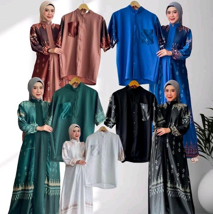 Series Baju Lebaran Couple Edisi Terbaru - Gamis Satu Set Baju Koko Dewasa Couple Keluarga Sarimbit Pasangan 2
