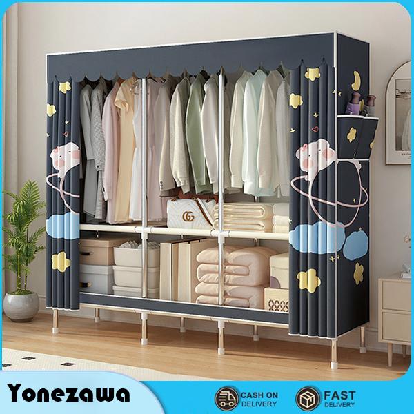 Tủ quần áo vải 1-3 ngăn dành cho gia đình nhỏ, Tủ Vải Đựng Quần Áo Khung Kim Loại Tủ Treo Quần Áo Đa Năng Thông Minh