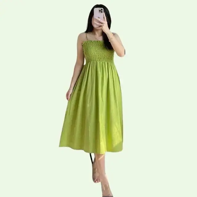 MIDI DRESS SMOKE BAHAN CRINCLE AIRFLOW PREMIUM