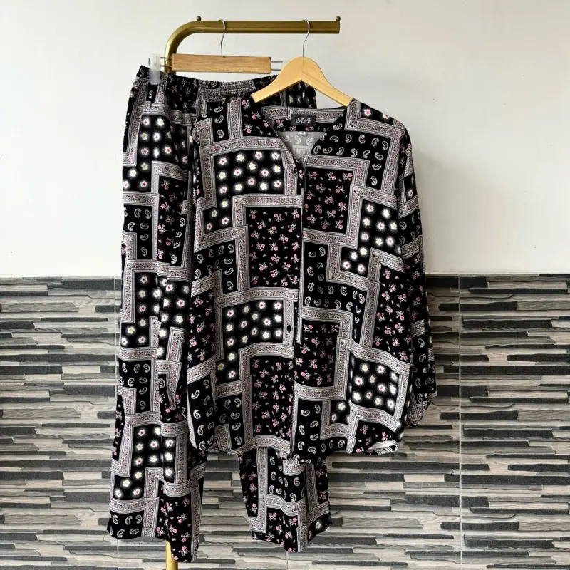 (Ld 120 dan 140) Setelan ECA Wanita Atasan Celana Panjang Rayon Premium Super Jumbo Vneck Kancing Aktif 0