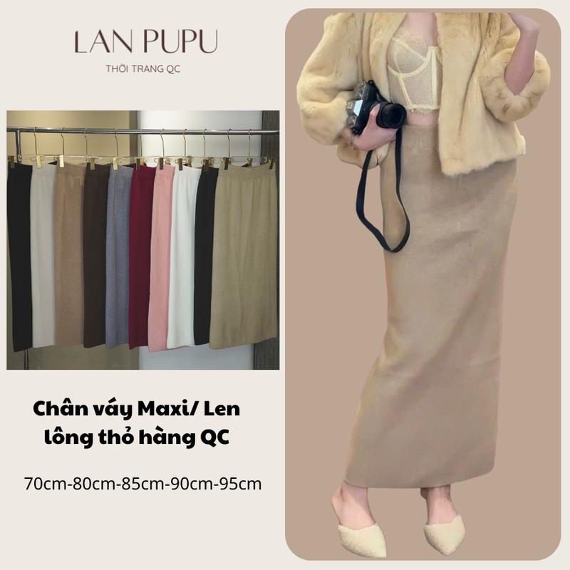   LAN PUPU  Chân váy Len maxi Lông thỏ dáng dài hàng đẹp dầy dặn   65cm,80cm,90cm 95cm   Nữ Women C1 