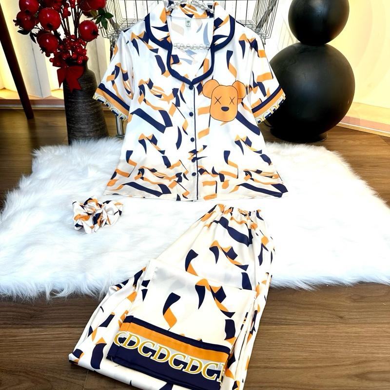 LATIN SPK K13 (45kg-85kg) - Pijama latin spk lụa mịn thiết kế hoa văn phối gấu sang trọng, có tay ngắn tay dài, đủ size 45-75kg Women Nữ Quần Ngủ