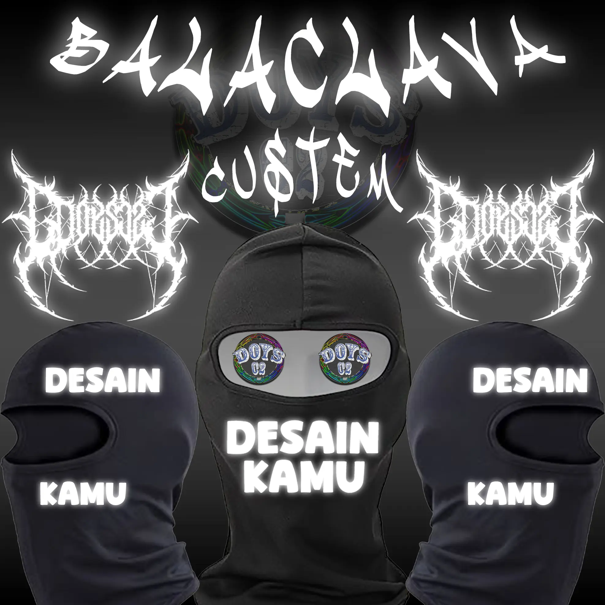 Masker Ninja Balaclava DoysC2 - CUSTEM, Perlindungan Maksimum