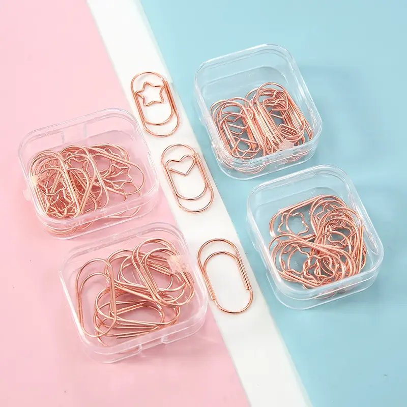 【MAPLESOL】LOVE & STAR KLIP 1 BOX AESTHETIC PAPER CLIP ROSEGOLD  CUTE Paper Clip KLIP PHOTOCARD Warna Metalic / Penjepit Kertas Besi Warna Metalik Clip/PaperClip  / PEMBATAS KERTAS PENJEPIT KERTAS CANTIK BESI / BINTANG HATI