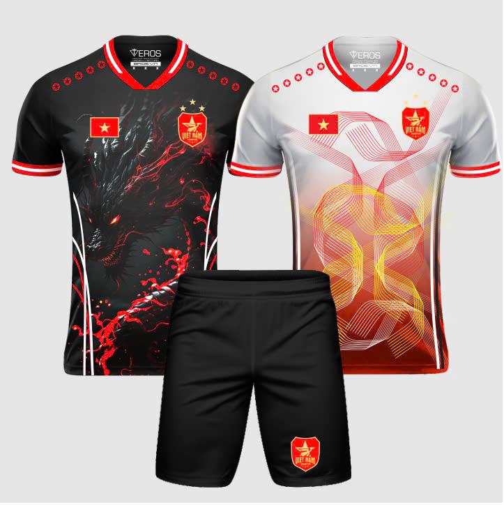 C TOP 10 COMBO TUYỂN VIỆT NAM ĐỒ BÓNG ĐÁ THIẾT KẾ HOT gồm 2 áo và 1 quần đồ bóng đá Nam - Top đồ thể thao mới ra mắt Eros Sport vải thun co giản logo thêu mực in chuyển nhiệt.