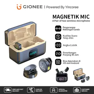 Yincoree Q8 Mikrofon Klip Nirkabel Magnetik, Mikrofon Klip Dual Channel, Plug and Play HP, Mikrofon Klip HP dengan Kotak Pengisian, Cocok untuk Siaran Langsung YouTube, TikTok, Facebook, Perekaman Video Vlog, Peredam Kebisingan, Sinkronisasi Otomatis