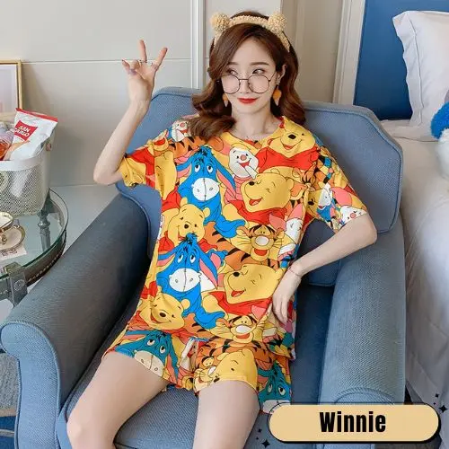 RG Setelan Baju Tidur Wanita HP ( XXL ) Bahan Katun Jersey/ Setelan Celana Pendek / Setelan Santai / Setelan Baju Tidur Dewasa Import / Setelan Kaos Wanita -Part 3 0