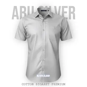 Kemeja Polos Pria Warna Abu Abu Silver Katun Sigaret Premium Lengan Pendek Panjang Baju Distro