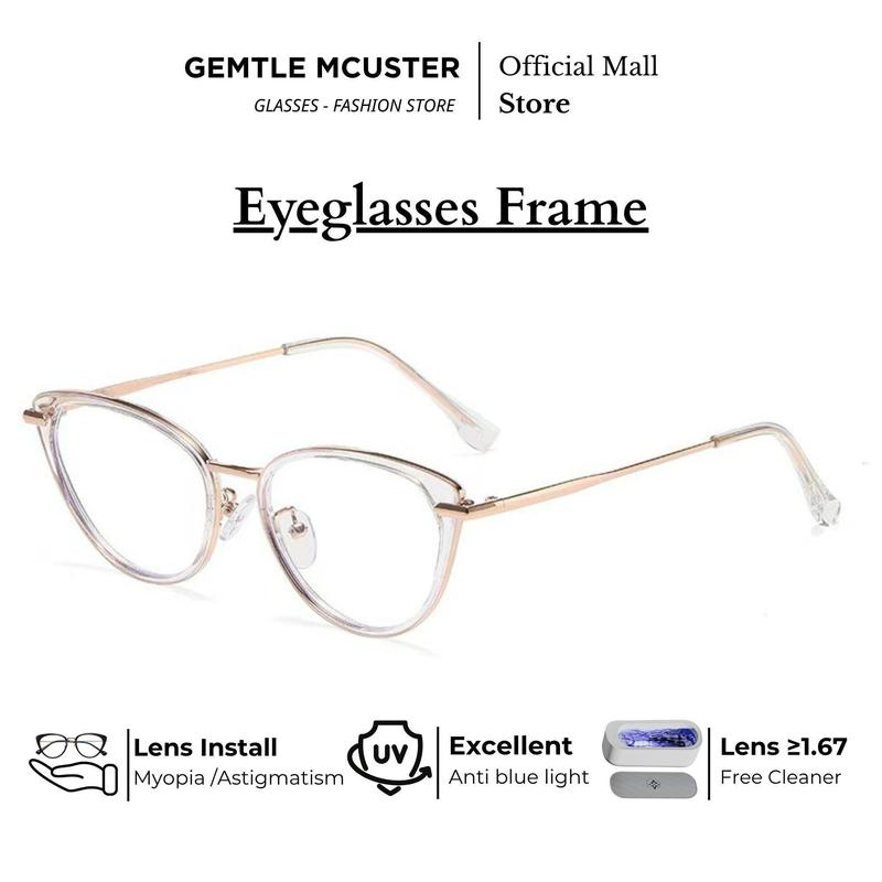 Kính Cận Thị Mắt Mèo, Gọng Màu Xám, Siêu Nhẹ, Phong Cách Cổ Điển, Bảo Vệ Ánh Sáng Xanh, R8074