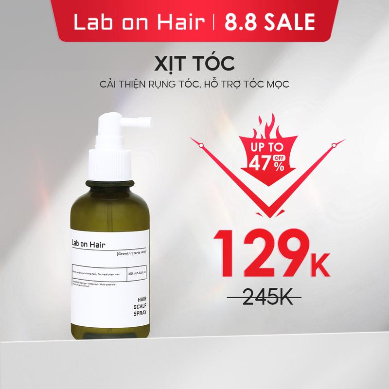 Xịt mọc tóc Lab on Hair 160ml - xịt dưỡng tóc với giấm táo, Redensyl hỗ trợ dưỡng ẩm và cải thiện tình trạng tóc hư tổn