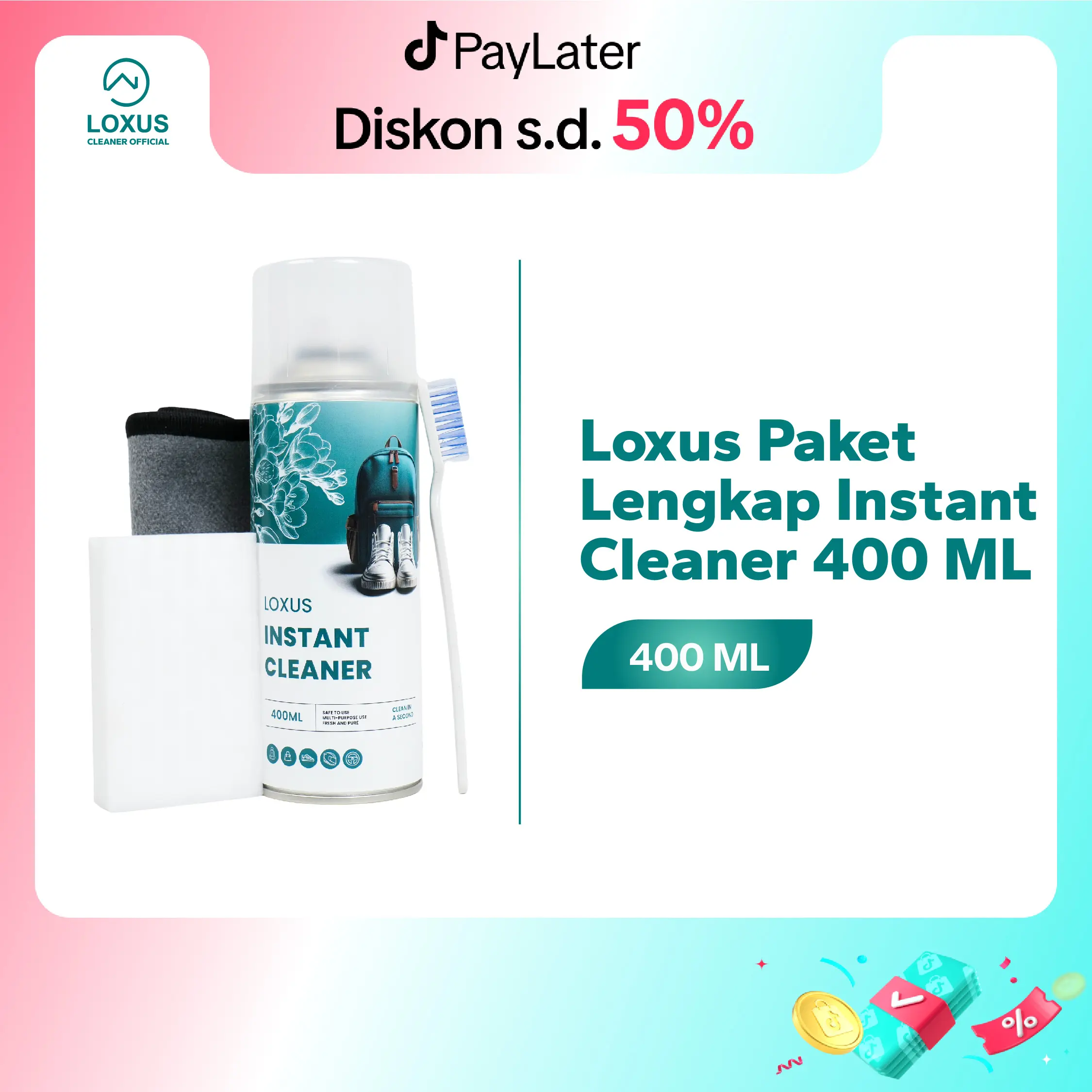 Loxus Paket Lengkap Instant Cleaner 400ml Shoe Pembersih