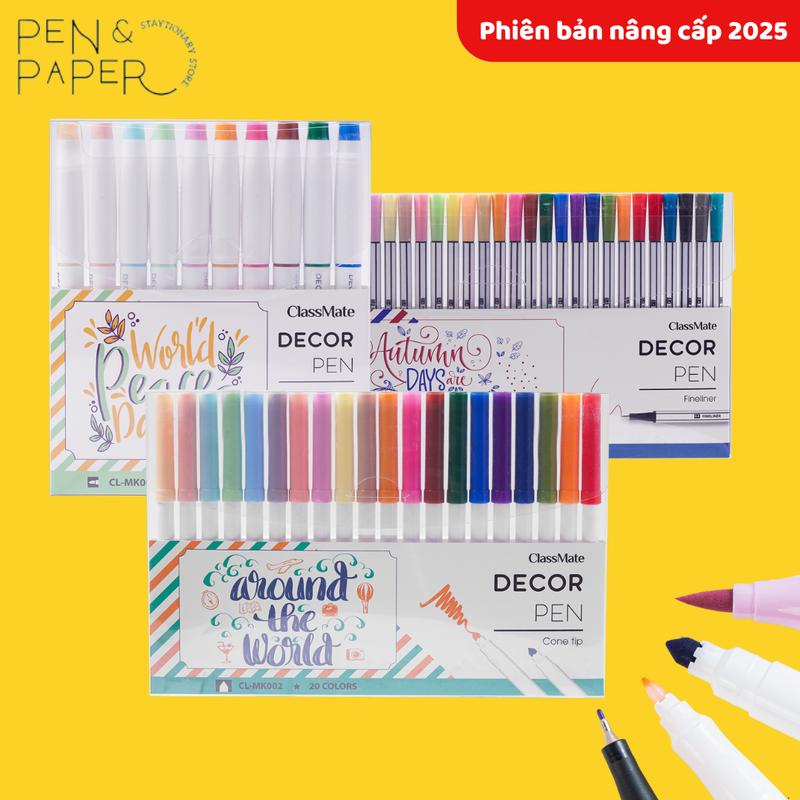  Bút Decor Pen CLASSMATE Ngòi Bút Đa Dạng Viết Calligraphy Trang Trí Sổ Bullet Jounal Take Notes Tone Màu Pastel Nhẹ Nhàng 