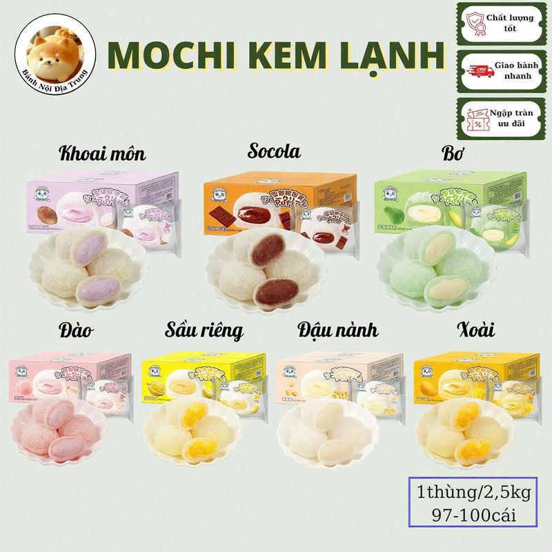 1kg Bánh Mochi Kem Lạnh Có 7Vị: Đậu Nành, Bơ, Xoài, Đào, Khoai Môn, Sầu Riêng, Socola, Sữa Dừa, Khoai môn [ NGÀY IN TRÊN BÁNH LÀ NGÀY SẢN XUẤT - HSD: 120 NGÀY IN MẶT SAU ] Food Ăn Vặt Thức Ăn