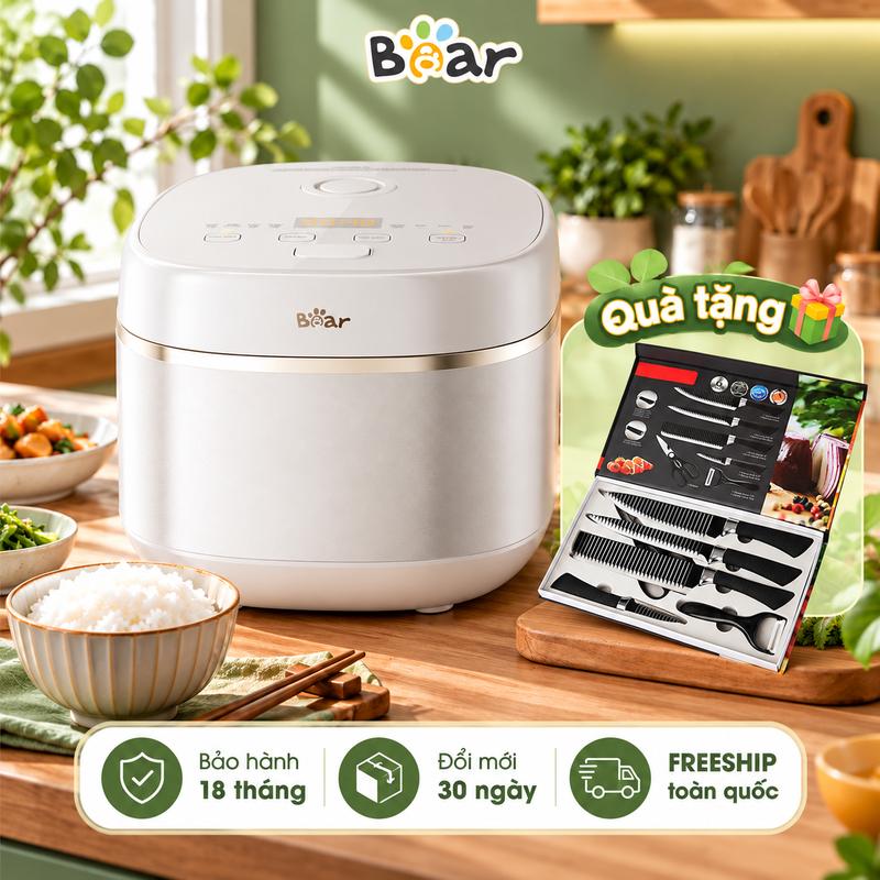 Nồi cơm điện inox BEAR 1.2L RC-5H30O12 Tiếng Việt Lõi 1,2L Inox 316- 3-4 Người Ăn BH 18 tháng