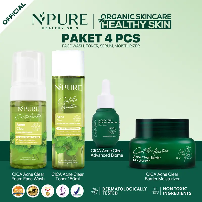 【Exclusive Creator】NPURE Paket 4 pcs  Cica Acne Treatment Cleanser Facial Hydrating Moisturizer 0