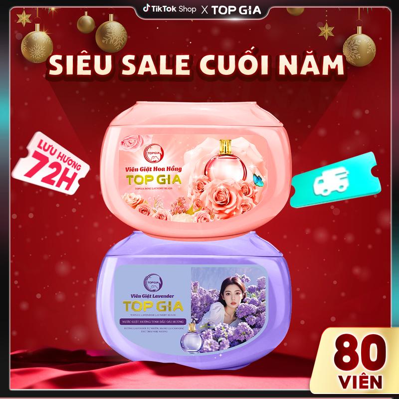 T - COMBO 2 HỘP Combo 80 Viên giặt Topgia Hoa Lavender Hoa Hồng - Giặt quần áo tiện lợi ngừa khuẩn Làm sạch thơm lâu lên đến 72H nth pttl