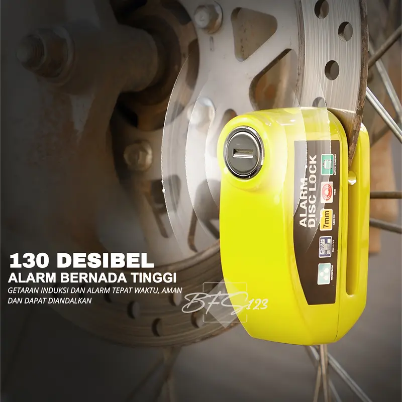 Gembok Alarm Kunci Cakram Alarm Diameter Inner 7 mm Baja Anti Air Motor Sepeda Kunci Ganda Anti Maling Kunci Cakram 1