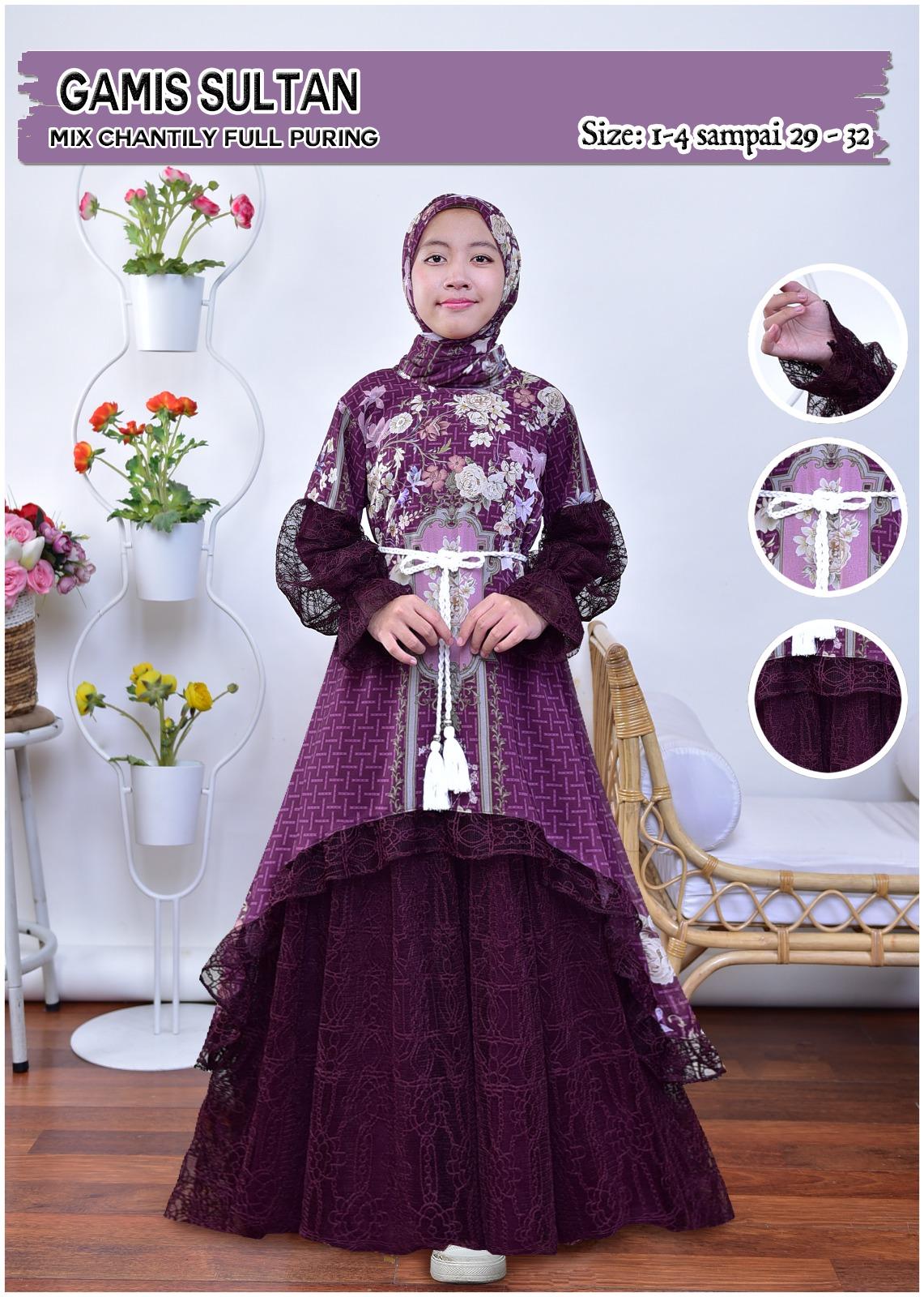 MW-SHOP - Gamis Cantik Raya Sultan Mix Chantily Anak Perempuan Usia 3 - 12 Tahun Free Belt / Baju Gamis Viral Anak Orang Brukat - Fashion Muslimah Lebaran Anak Free Hijab